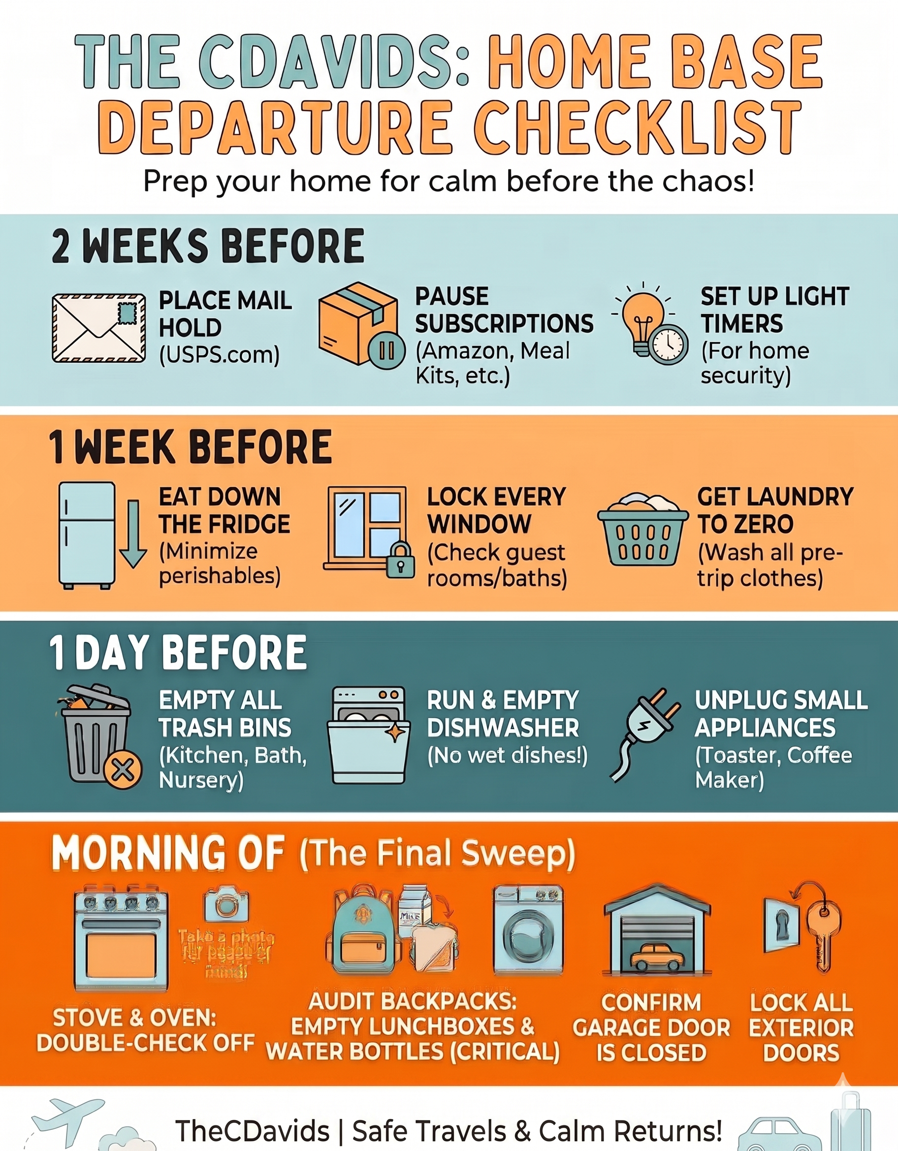 The CDavids Home Base Departure Checklist