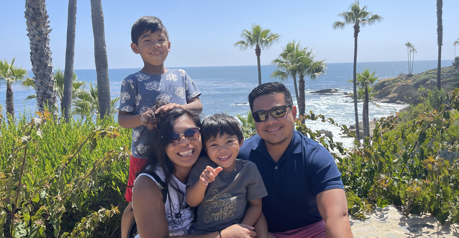 The CDavids family enjoying the sunshine at Laguna Beach