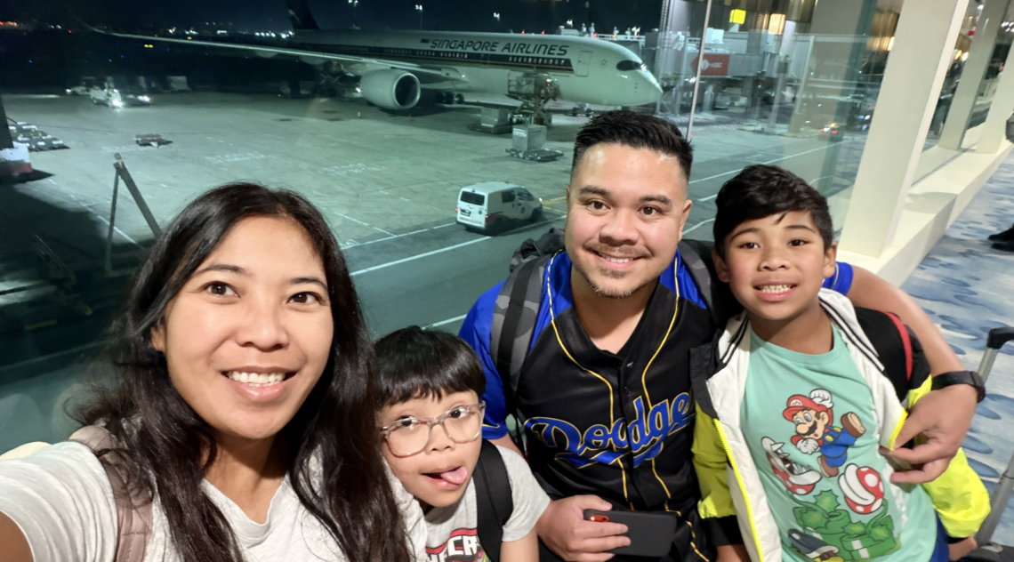 The CDavids - Family after a 17 hour ultra long haul flight from LAX to SIN on SQ 35