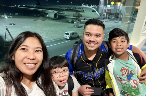 The CDavids - Family after a 17 hour ultra long haul flight from LAX to SIN on SQ 35